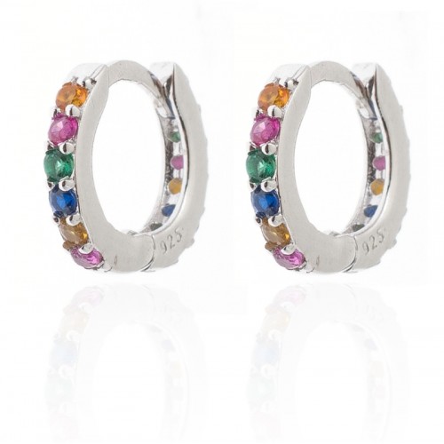 Multicolored zircons hoop earrings