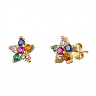 Multicolored flower stud...