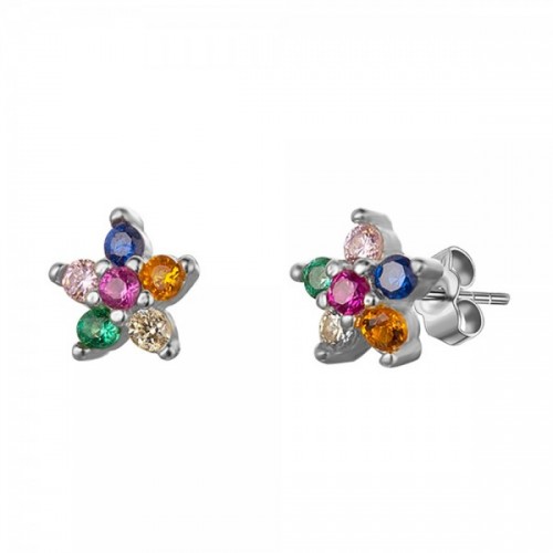 Multicolored flower stud earrings