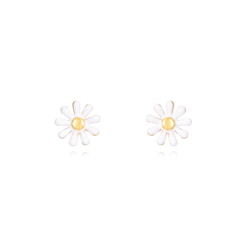 White daisy flower earrings