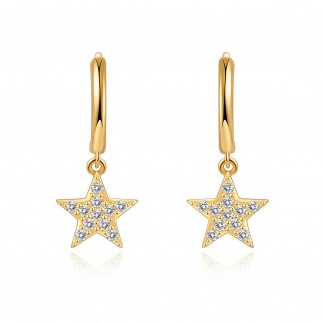 Zircon star hoop earrings