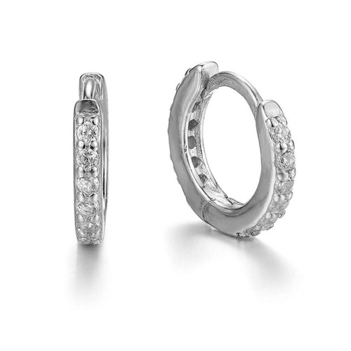 White zircon hoop earrings