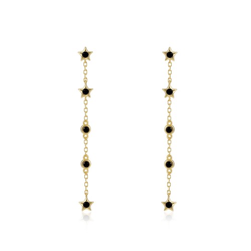 Pendientes Estrella Cadena Negro