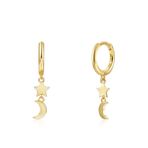 Star and moon hoop earrings